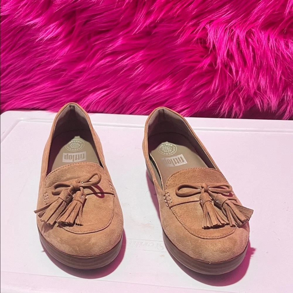 FitFlop Tan Suede Tassel Loafers for Women